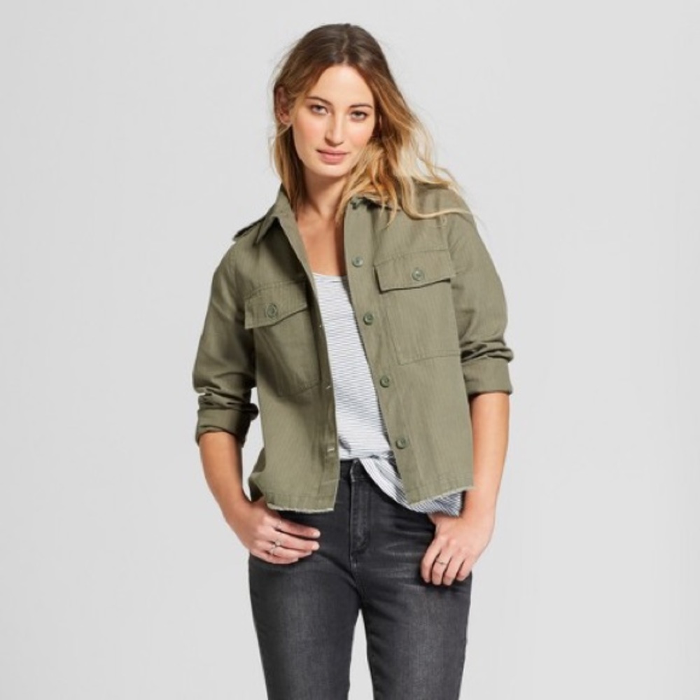 Military Jacket with fringed hem